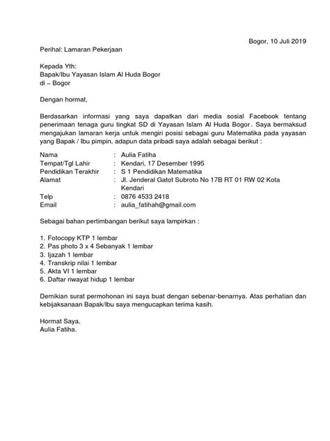 Lamaran Pekerjaan Contoh - suratlamaran.com