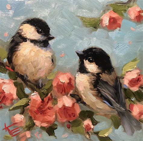 Art Chickadee Bird Birds Painting Paintings Decor Etsy Arte En