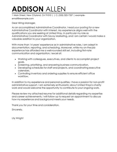 Let it be a maximum of 3 paragraphs. Best Administrative Coordinator Cover Letter Examples ...