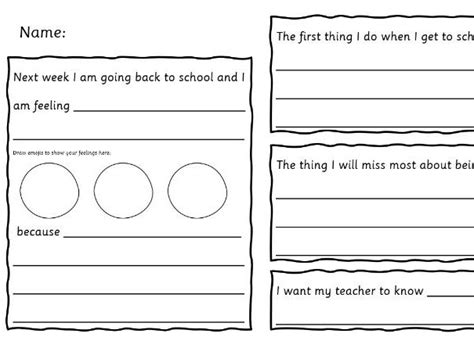 Return To School Reflection Worksheet Teaching Resources