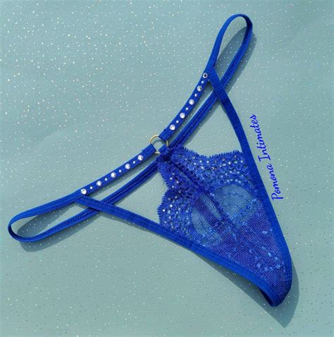 Crystal Clear Blue Thongs Rhinestone Thong G Strings For Etsy