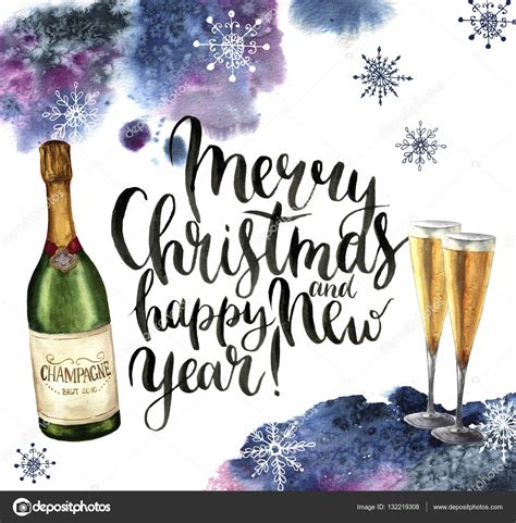 This holiday champagne punch is perfect to make for a crowd this christmas or new years eve. Watercolor christmas card with champagne and snowflakes ...