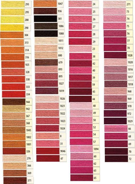 Anchor Embroidery Floss Color Chart