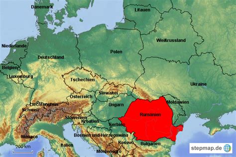 Weltkarte (politisch) mit städten, orten, straßen, flüssen, seen, bergen und landmarks. StepMap - Rumänien rot in Europakarte - Landkarte für ...