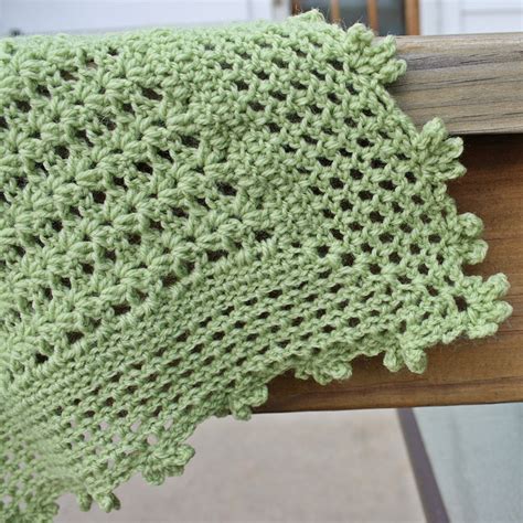 Crochet Pattern Baby Blanket Pattern Lightweight Lacy Shell Picot On Luulla