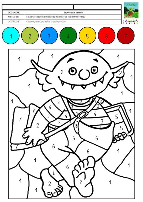 Le petit ogre veut aller à l’école  coloriage magique avec des