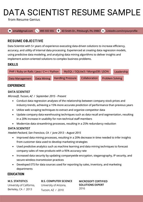 Entry Level Data Scientist Resume Samples That You Can Imitate