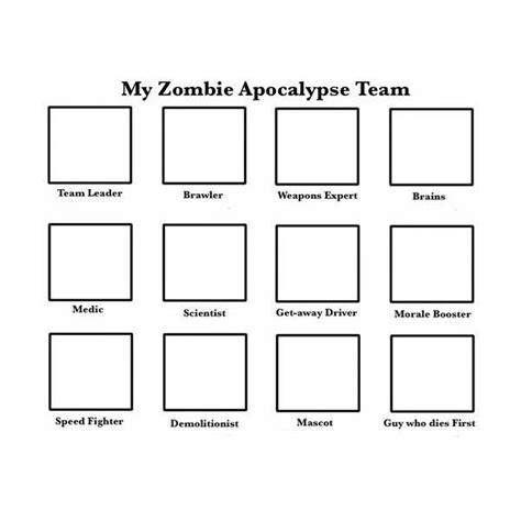 Zombie Apocalypse Team Template Character Template Art Style