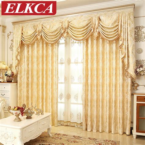 European Golden Royal Luxury Curtains for Bedroom Window Curtains for