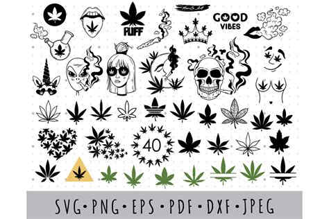Weed Svg Bundle Cannabis Pot Leaf Svg Graphic By Myspacegarden