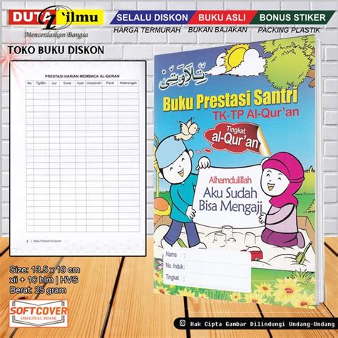 Jual Buku Prestasi Santri TK-TPA Tingkat Alquran di Lapak Duta Ilmu