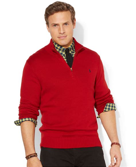 Polo Ralph Lauren Big And Tall Half Zip Mockneck Sweater In Red For Men
