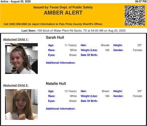 Texas Alerts On Twitter ACTIVE AMBER ALERT For Sarah Beth Hull And Natalie Renea Hull From