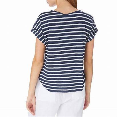 Linen Shirt Brandalley Stripe Roll Navy Sleeve