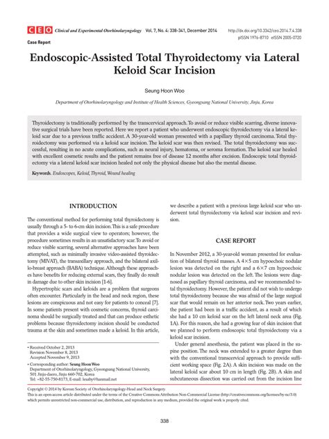 PDF Endoscopic Assisted Total Thyroidectomy Via Lateral Keloid Scar