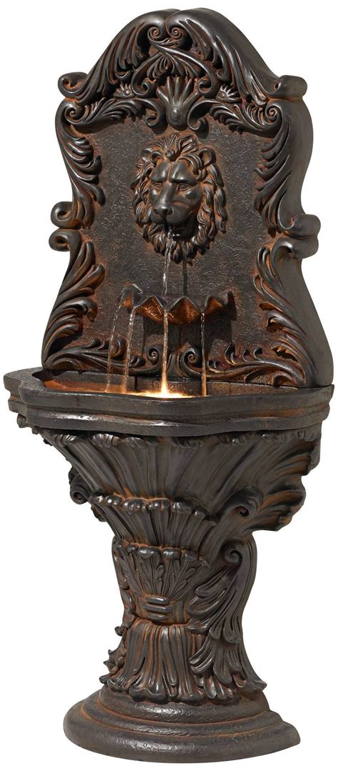 John Timberland Acanthus Antiqued Outdoor Wall Water Fountain With Led