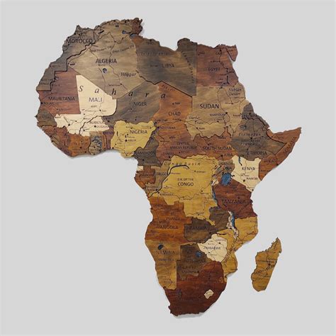 Wooden Africa Map Africa Travel Map Wall Art Map Of Africa Etsy