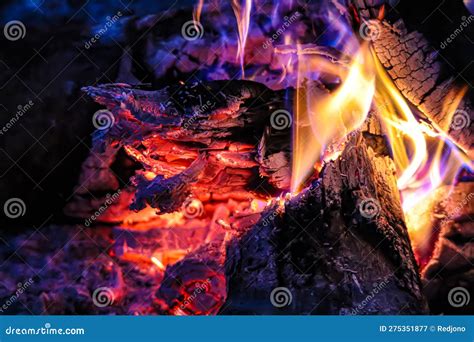 Campfire Showing Smoldering Logs And Red Hot Coals Stock Image Image