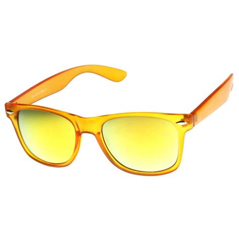 frosted neon retro party reflective mirror lens wayfarer sunglasses 8651 zerouv mirrored