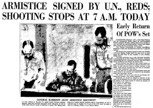 Image result for armistice agreement that ended the Korean War was signed at Panmunjon, Korea.
