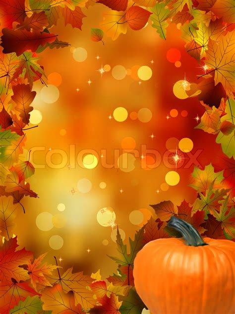 Autumn Pumpkins And Leaves Stock Vector Colourbox