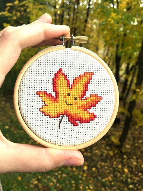 Maple Leaf Cross Stitch Pattern Pdf Seasons Autumn Autumn Etsy In