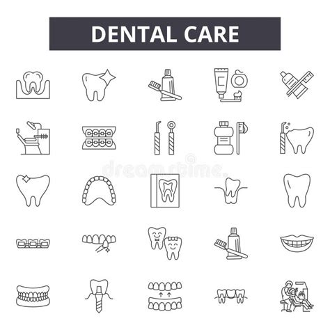 Dental Care Line Icons Signs Vector Set Outline Illustration Concept