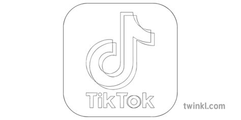 Tik Tok App Icon Black And White Rgb Illustration Twinkl In 2020