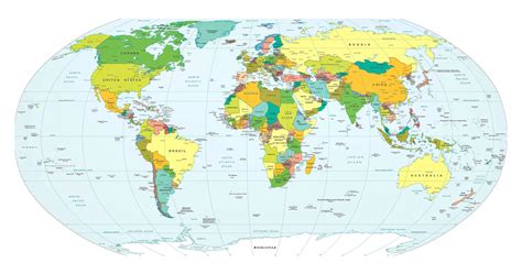 Carte du monde détaillée avec pays et capitales