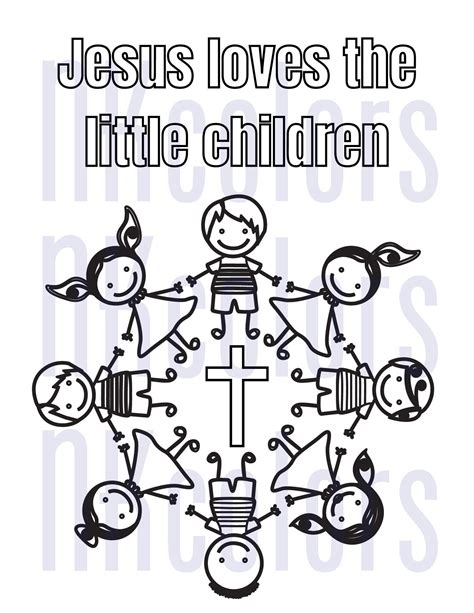Jesus Loves The Little Children Coloring Page Instant Download Etsy