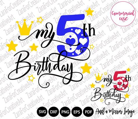 Download My fifth birthday svg 5th birthday svg Crown Svg five year ...