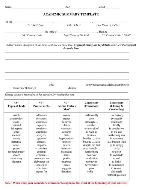 Academic Summary Template Fill Out And Sign Online Dochub