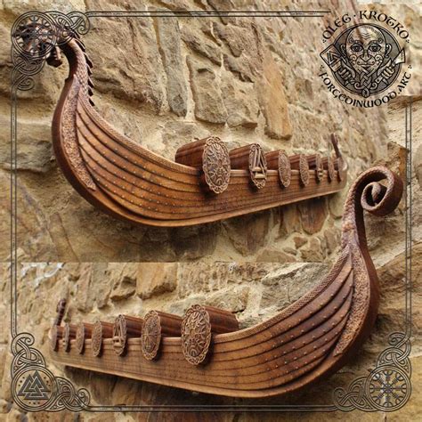 Vikings Drakkar Wood Carving Viking Ship Free Shipping Forged In Wood