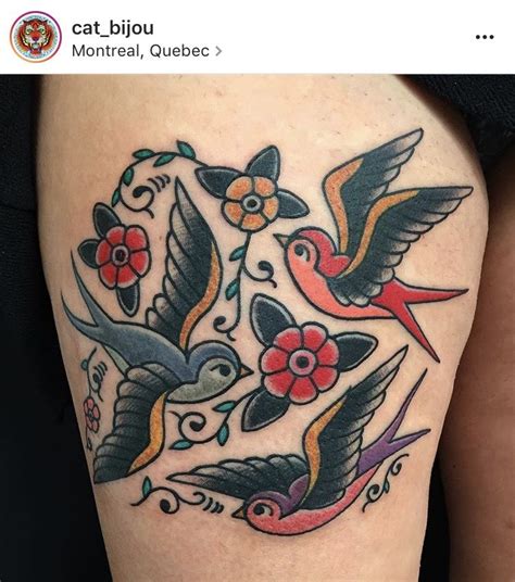 Sparrows are very fast flying birds and the. Swallow sparrow birds tattoo with flowers american ...