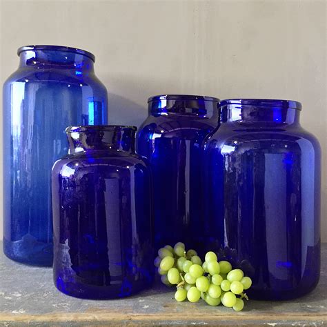 Cobalt Blue Glass Jars Baran De Bordeaux