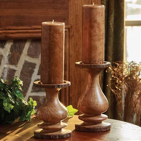 However, candle holders are ideal for adding some extra style and comfort to the rooms of your home. Bark Edged Large Wooden Pillar Candle Holder - Teton ...