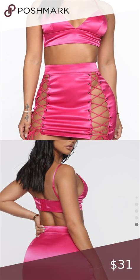 Hot Pink Satin Skirt Set In 2022 Clothes Design Pink Satin Skirt Fashion Trends