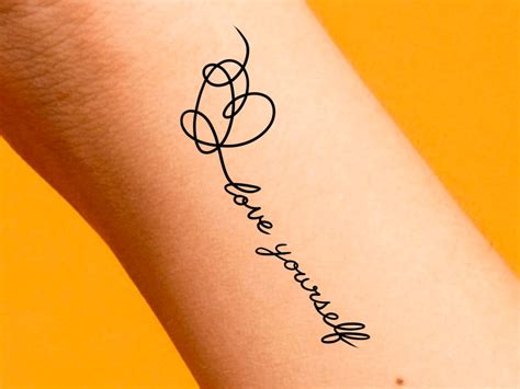 Love Yourself Temporary Tattoo Heart Tattoo Bts Tattoo Etsy