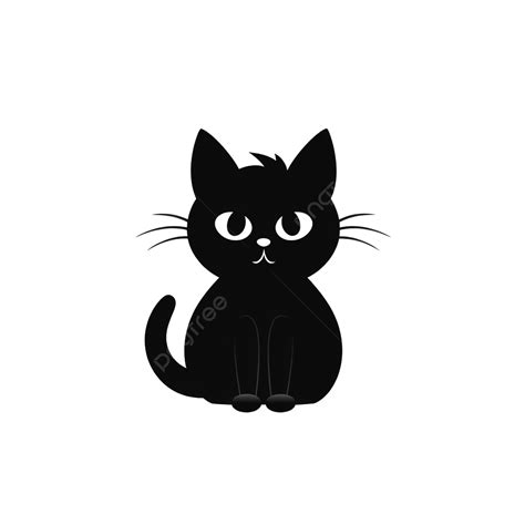 Black Cat Silhouette For Halloween Designs Hand Drawn Cute Animal