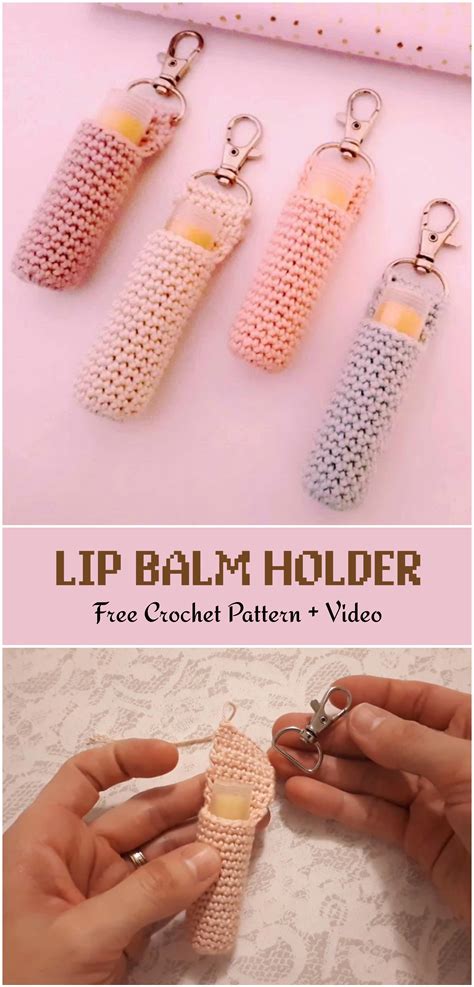easy crochet lip balm holder yarn and hooks