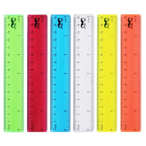 Buy Mr Pen 6 Inch 6 Pack Assorted Colors Clear Rulers For School