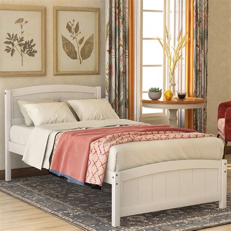 Kepooman Twin Size Wooden Platform Bed Frame With Headboard 795 L X