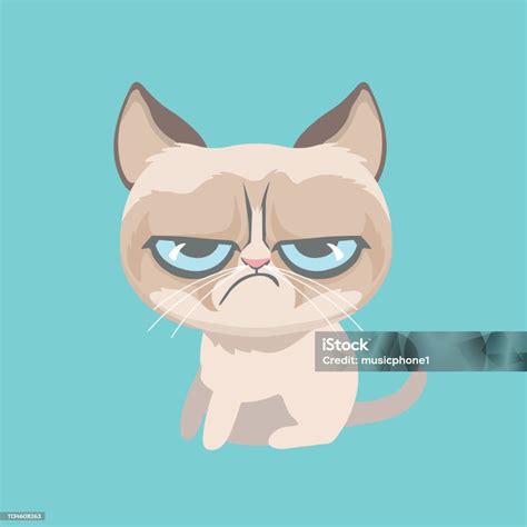 Cute Grumpy Cat Vector Illustration Stock Illustration Download Image Now Domestic Cat