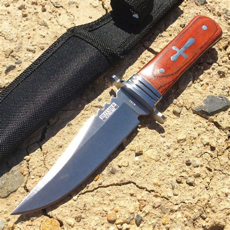 75 Defender Xtreme Hunting Knife Full Tang Blade With Wood Handle Mi