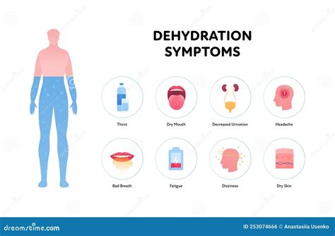 Dehydration Symptoms Infographic Layout Vector Flat Healthcare Illustration Human Body