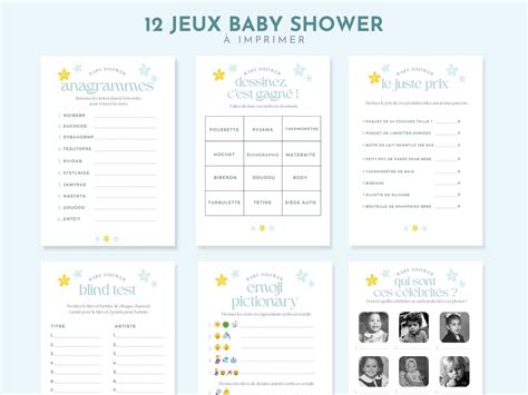 12 jeux baby shower en français à imprimer pdf bébé Etsy France