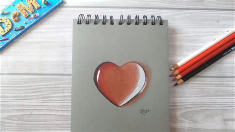 How To Draw 3d Heart Waterdrop Sketch For Beginners Colour Pencils
