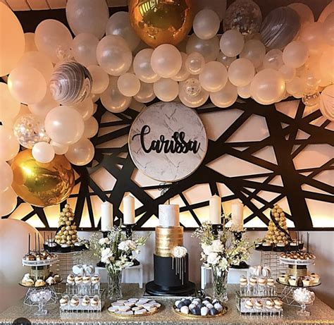 21st Birthday Dessert Table And Balloon Backdrop By Stylish Soirees