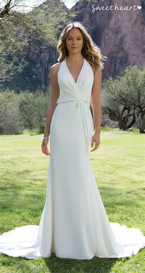Style 1133 Stand Out In This Crepe Halter With Cowl Back Wedding Dress
