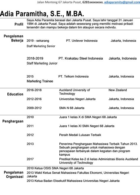 12 Contoh Cv Di Indonesia Png Garut Flash Riset
